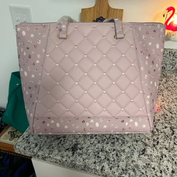 Betsey Johnson Pink Quilted Tote with Floral Accents  BRAND NEW WITH TAGS - Picture 5 of 6
